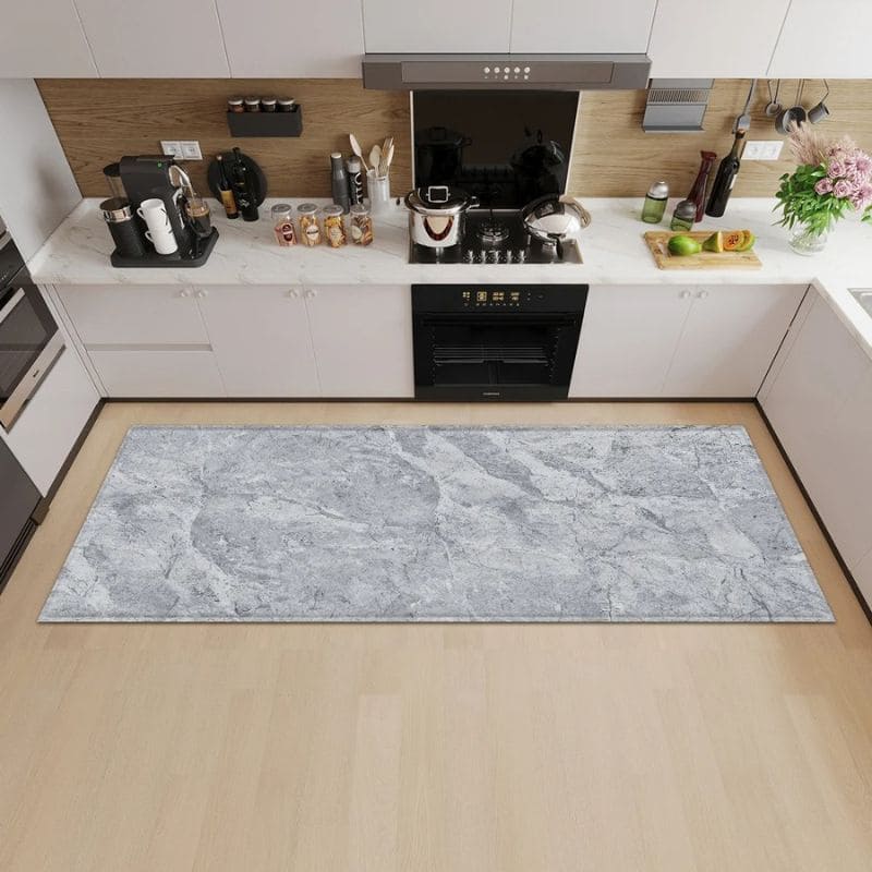 Tapete Moderno de Cozinha Estilo Mármore Antiderrapante