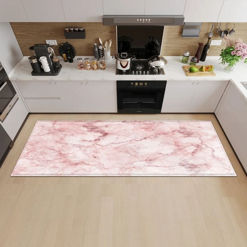 Tapete Moderno de Cozinha Estilo Mármore Antiderrapante