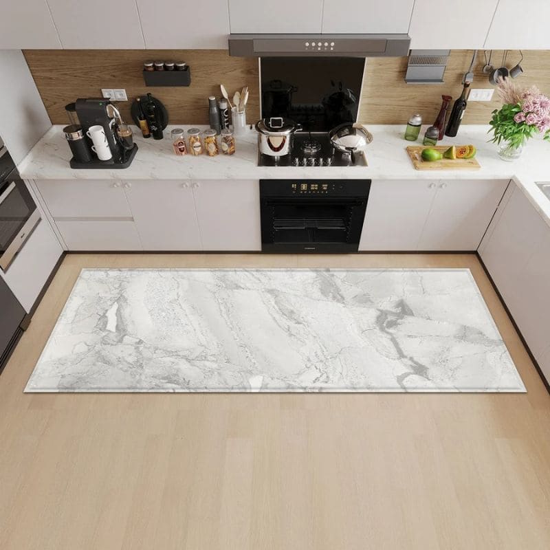 Tapete Moderno de Cozinha Estilo Mármore Antiderrapante