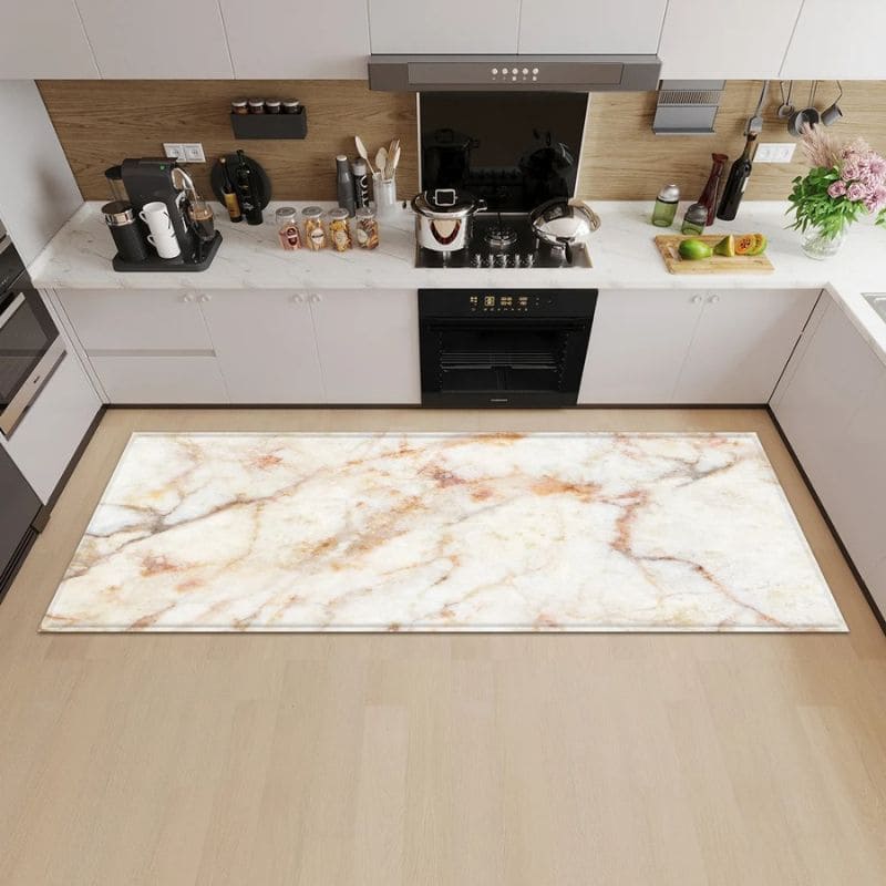Tapete Moderno de Cozinha Estilo Mármore Antiderrapante