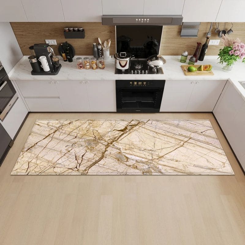 Tapete Moderno de Cozinha Estilo Mármore Antiderrapante