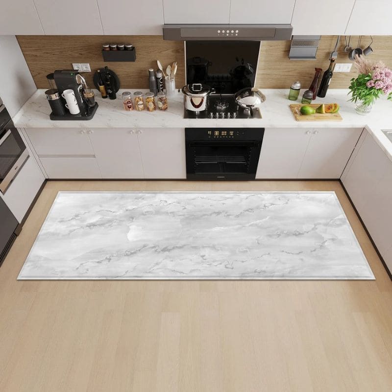 Tapete Moderno de Cozinha Estilo Mármore Antiderrapante