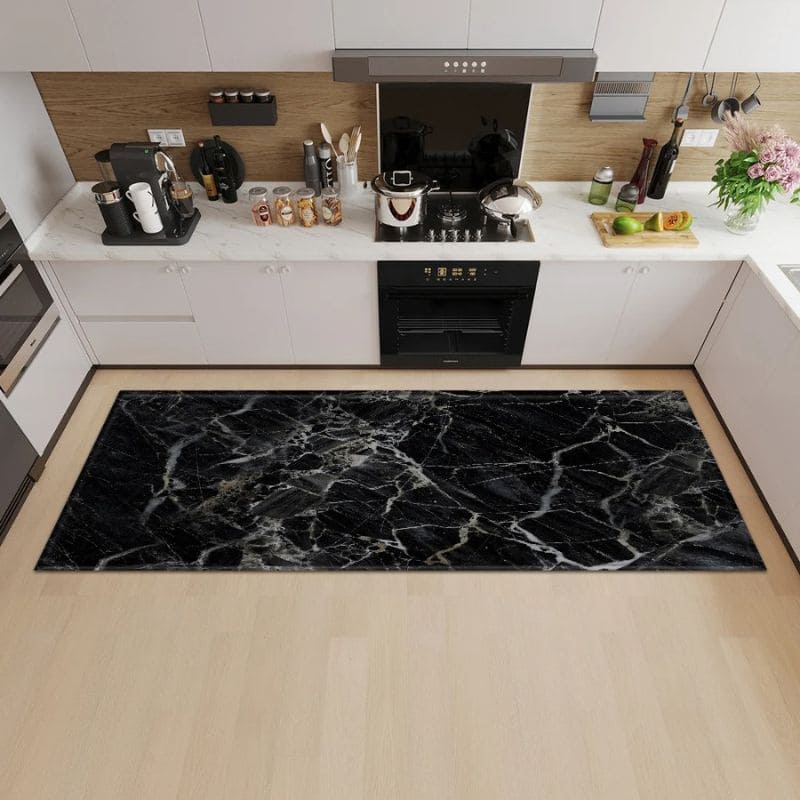 Tapete Moderno de Cozinha Estilo Mármore Antiderrapante