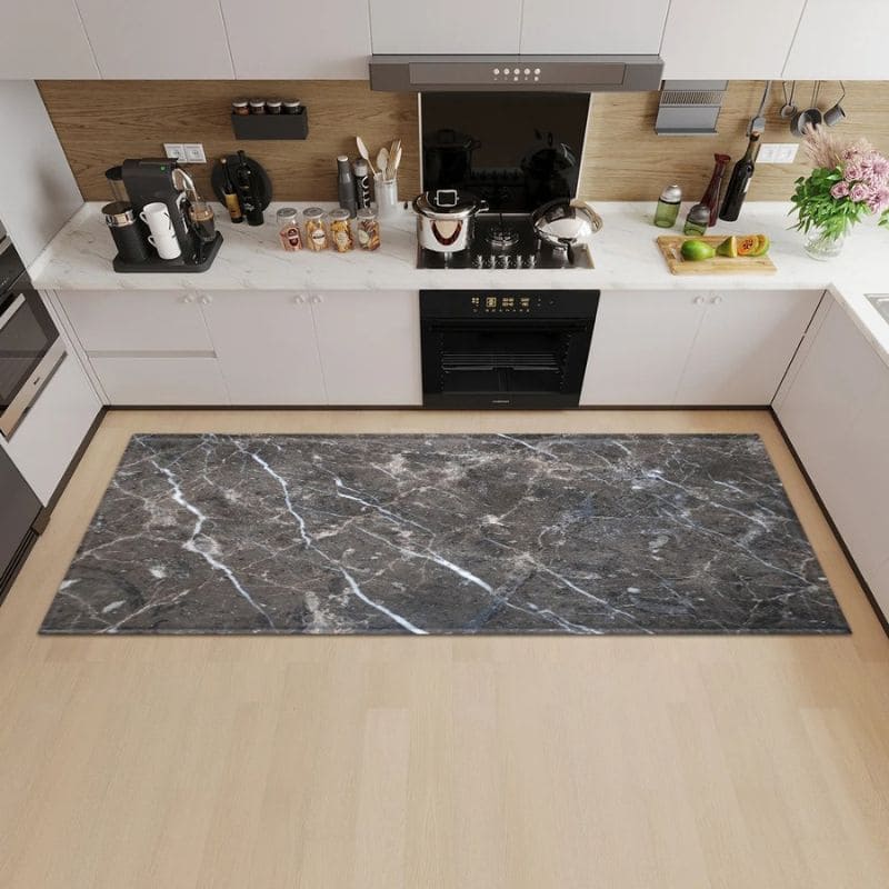 Tapete Moderno de Cozinha Estilo Mármore Antiderrapante